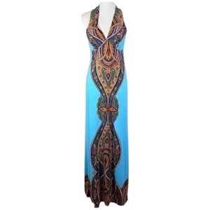 Uncle Frank Anthro boho Y2K style aqua blue maxi dress size small